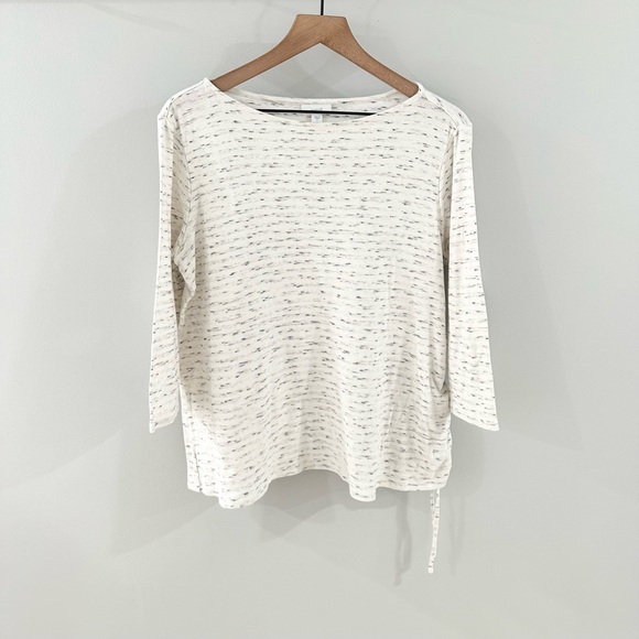 J. Jill Pure Jill 3/4 Sleeve Gray Space Dye Side Ruched Top Size Large - Picture 1 of 5